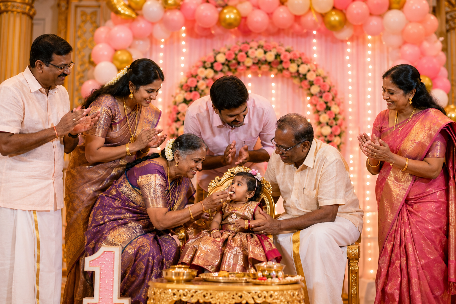 South Indian milestone 60th birthday Sasthi Apthapoorthi honouring ceremony inside the mandapam